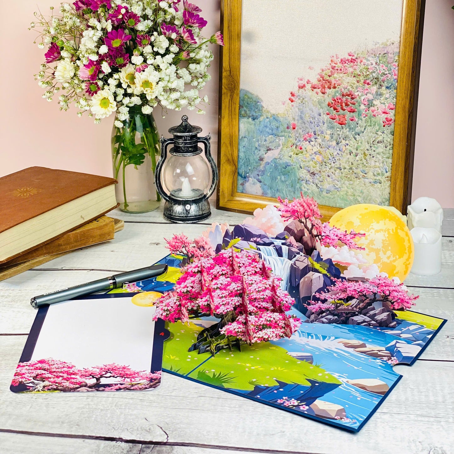 Garden Fountain Pop Up Card 3D Floral Water Feature with Butterflies and Roses Elegant Mother's Day, Birthday, Thank You, Anniversary Greeting Card for Mom, Wife, Grandma, Her