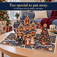 Personalized Christmas Family Pop-Up Card with Photos & Names – Velvet & Gold
