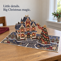 Velvet & Gold Christmas House Pop-Up Card – 3D Greeting Card & Christmas Gift