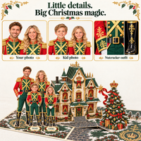 Personalized Christmas Family Pop-Up Card with Photos & Names – Royal Nutcracker