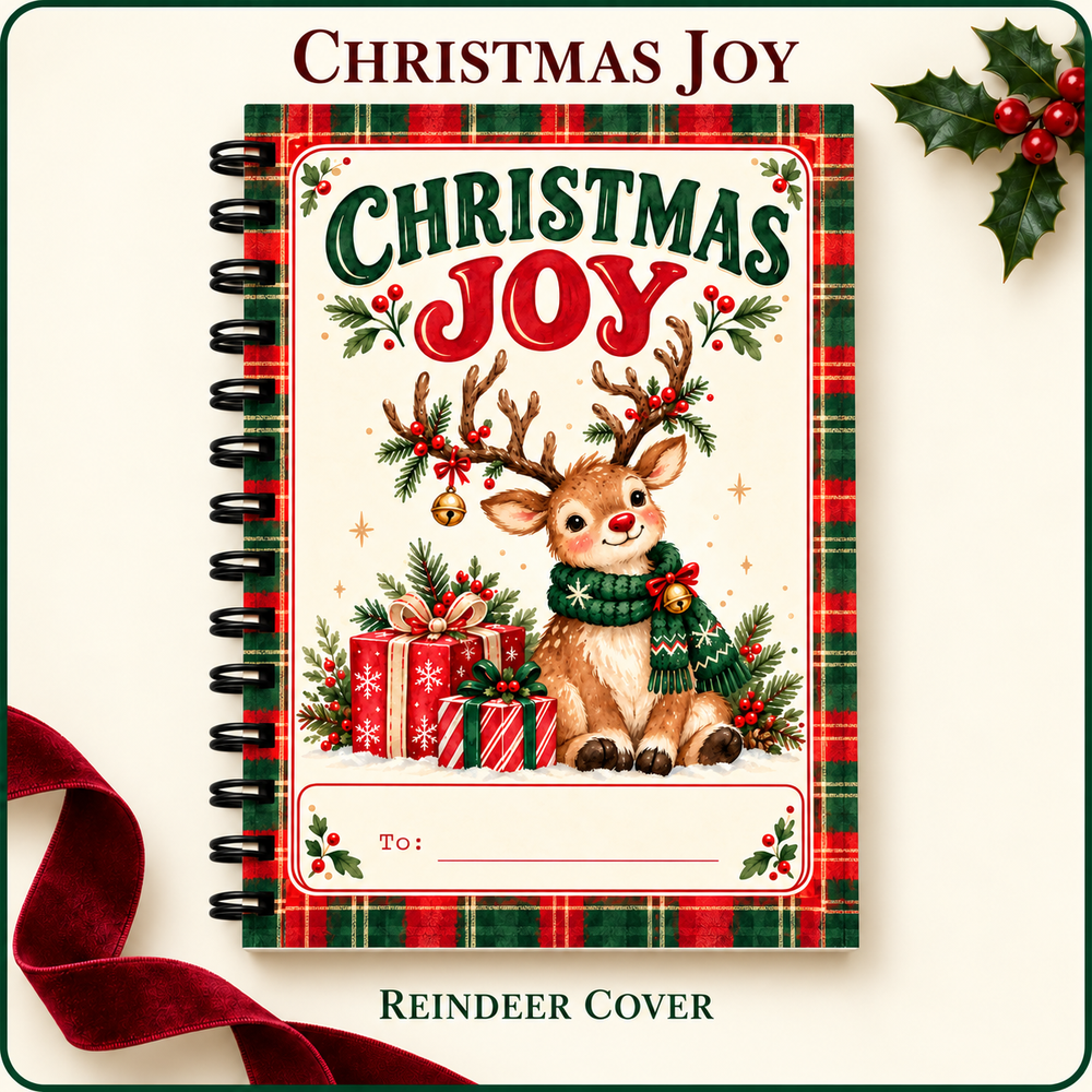 Personalized Christmas Gift Card Book & Money Holder – Christmas Joy Reindeer, 12 Pages