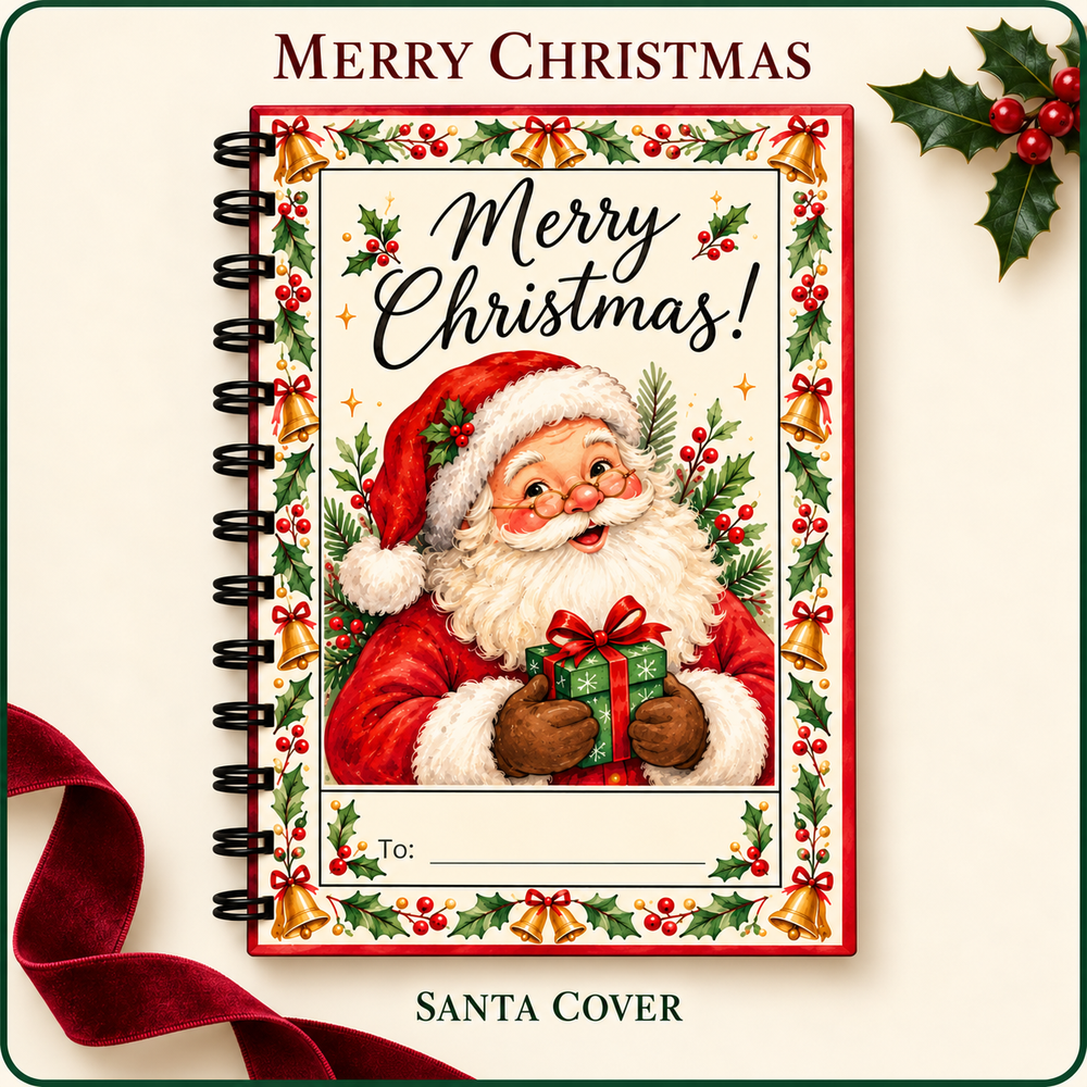 Personalized Christmas Gift Card Book & Money Holder – Classic Santa, 12 Pages