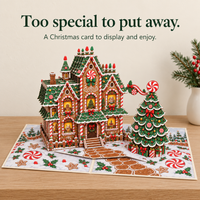 Gingerbread House Christmas Pop-Up Card – 3D Greeting Card & Christmas Gift