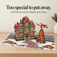 Santa’s Workshop Christmas Pop-Up Card – 3D Greeting Card & Christmas Gift