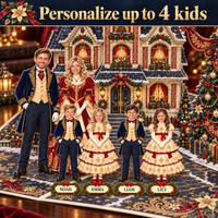 Personalized Christmas Family Pop-Up Card with Photos & Names – Velvet & Gold