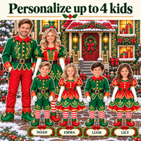Personalized Christmas Family Pop-Up Card with Photos & Names – Santa’s Elf Family