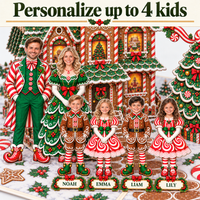 Personalized Christmas Family Pop-Up Card with Photos & Names – Gingerbread Candy Kingdom