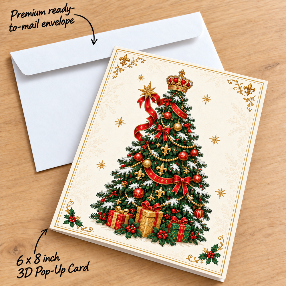 Personalized Christmas Family Pop-Up Card with Photos & Names – Royal Nutcracker