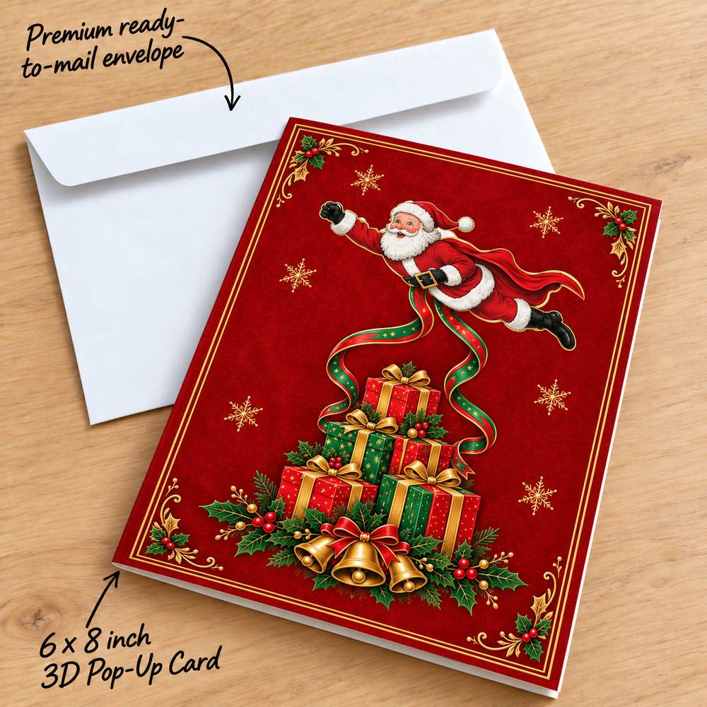 Personalized Christmas Family Pop-Up Card with Photos & Names – Santa’s Elf Family