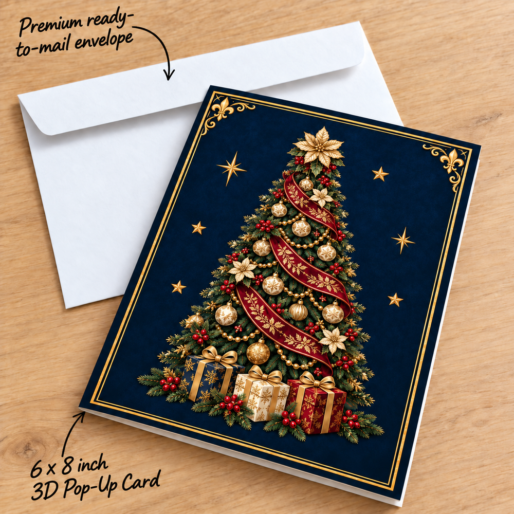 Velvet & Gold Christmas House Pop-Up Card – 3D Greeting Card & Christmas Gift