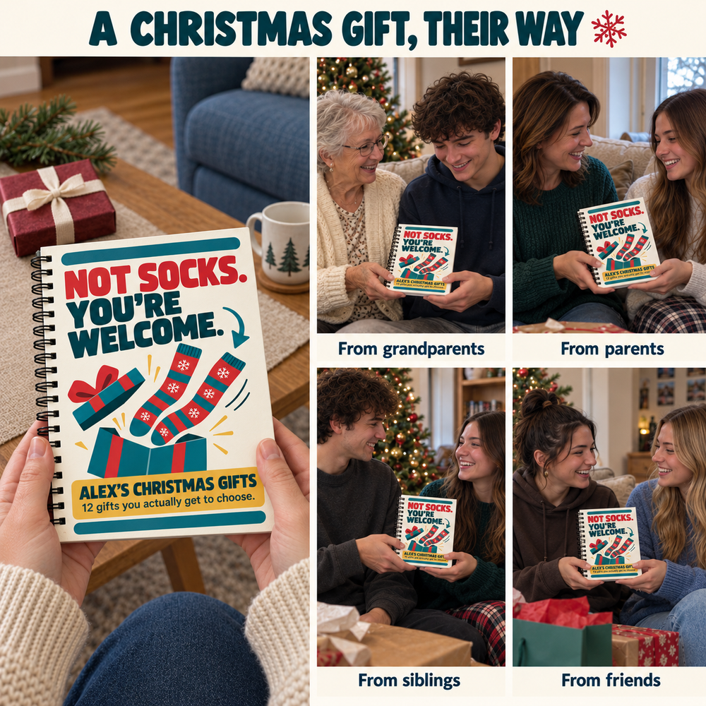 Personalized Christmas Gift Card Book & Money Holder DIY for Kids, Teens & Adults – Not Socks