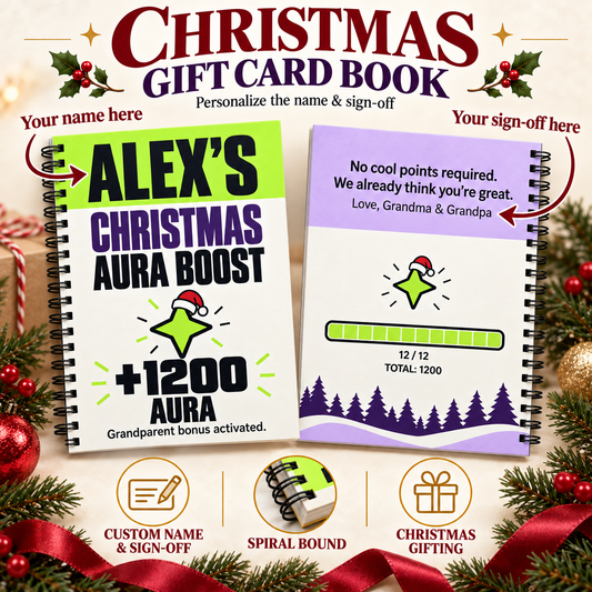 Personalized Christmas Gift Card Book & Money Holder DIY for Kids, Teens & Adults – Aura Boost