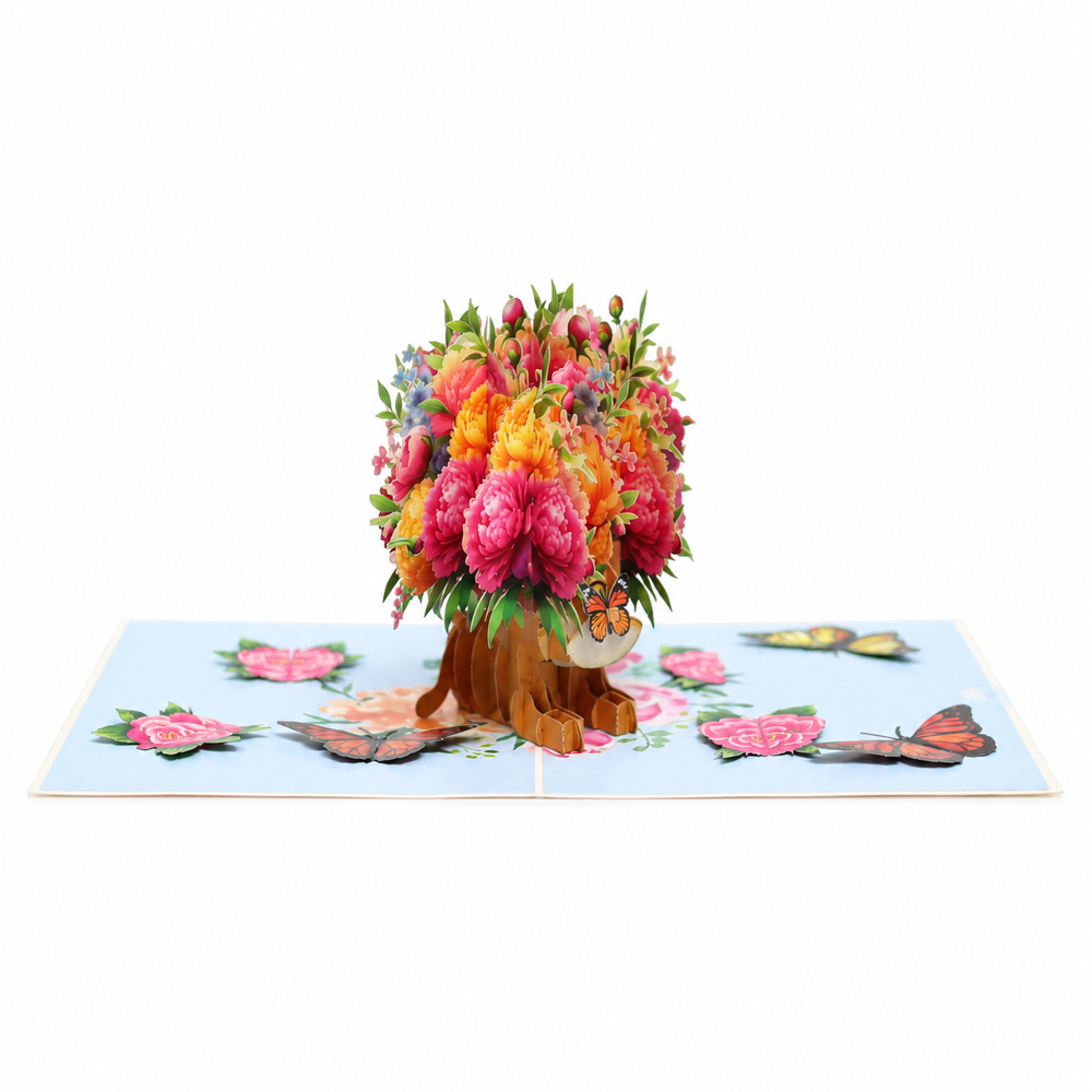 Peony Bouquet & Butterflies Pop-Up Card