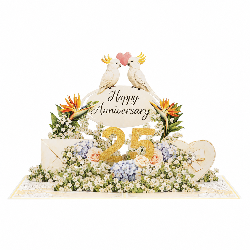 Cockatoo Garden 25th Anniversary Pop-Up Card