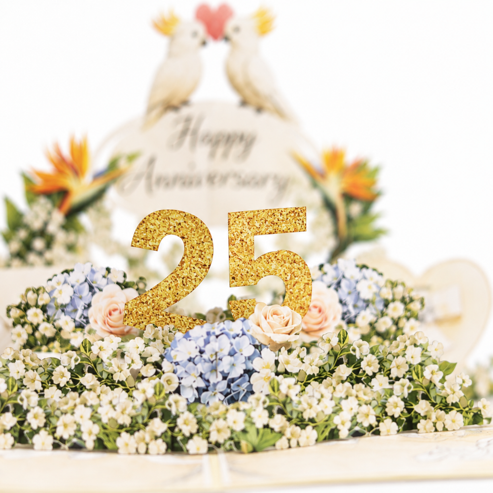 Cockatoo Garden 25th Anniversary Pop-Up Card