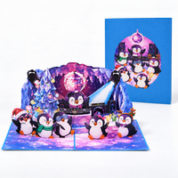 Christmas Penguin Party Pop-Up Card – 3D Greeting Card & Fun Christmas Gift