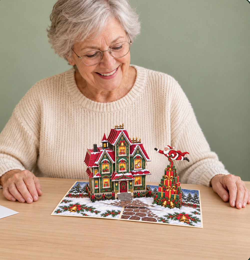 Santa’s Workshop Christmas Pop-Up Card – 3D Greeting Card & Christmas Gift