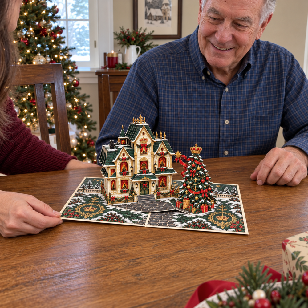 Royal Christmas House Pop-Up Card – 3D Greeting Card & Christmas Gift