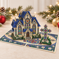 Stained Glass Church Christmas Pop-Up Card – 3D Greeting Card & Christmas Gift
