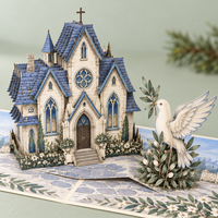 Peaceful Church & Dove Christmas Pop-Up Card – 3D Greeting Card & Christmas Gift