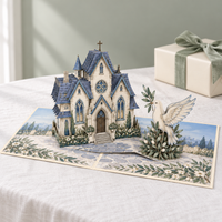 Peaceful Church & Dove Christmas Pop-Up Card – 3D Greeting Card & Christmas Gift