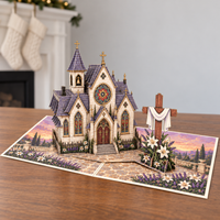 Christmas Church & Cross Pop-Up Card – 3D Greeting Card & Christmas Gift