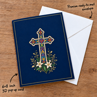 Stained Glass Church Christmas Pop-Up Card – 3D Greeting Card & Christmas Gift