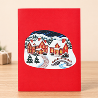 Starry Christmas Village Pop-Up Card – 3D Greeting Card & Christmas Gift