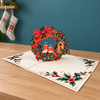 Joy to the World Christmas Wreath Pop-Up Card – 3D Greeting Card & Christmas Gift