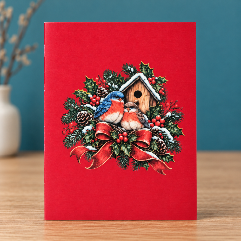 Joy to the World Christmas Wreath Pop-Up Card – 3D Greeting Card & Christmas Gift