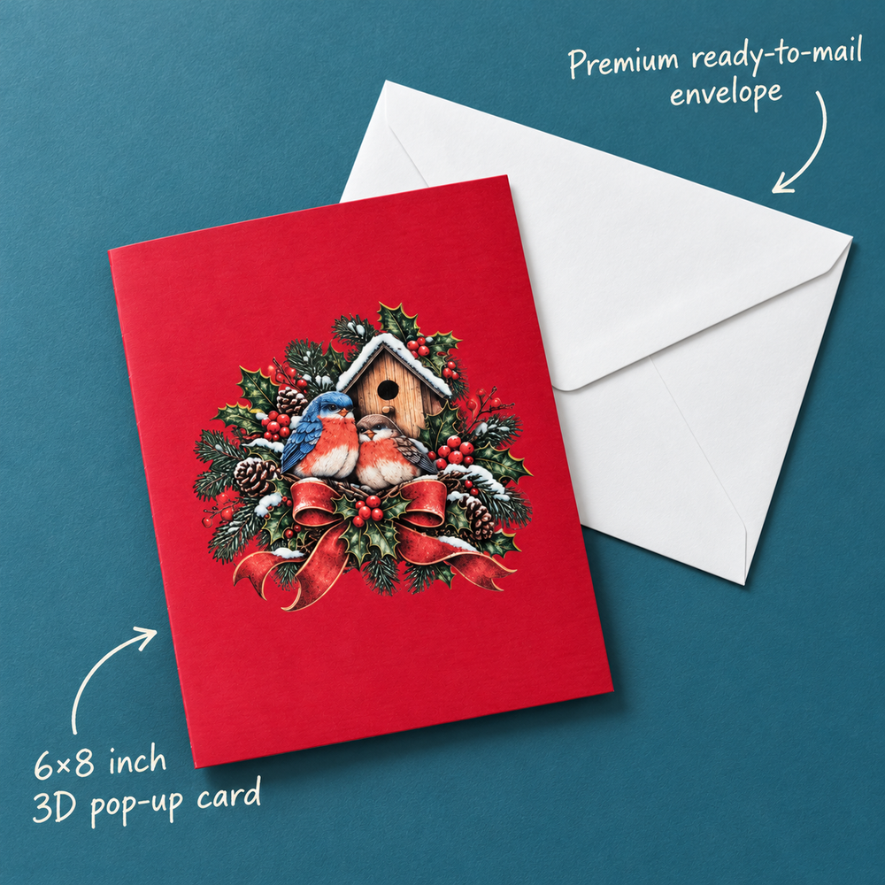Joy to the World Christmas Wreath Pop-Up Card – 3D Greeting Card & Christmas Gift