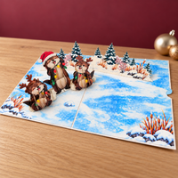 Christmas Otters Pop-Up Card – 3D Greeting Card & Christmas Gift for Animal Lovers