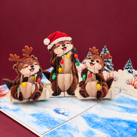 Christmas Otters Pop-Up Card – 3D Greeting Card & Christmas Gift for Animal Lovers