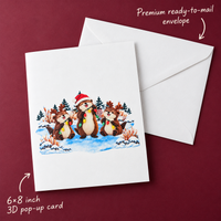 Christmas Otters Pop-Up Card – 3D Greeting Card & Christmas Gift for Animal Lovers
