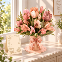 Pink Tulip Pop-Up Bouquet – 3D Paper Flower Bouquet & Gift