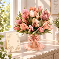 Pink Tulip Pop-Up Bouquet – 3D Paper Flower Bouquet & Gift