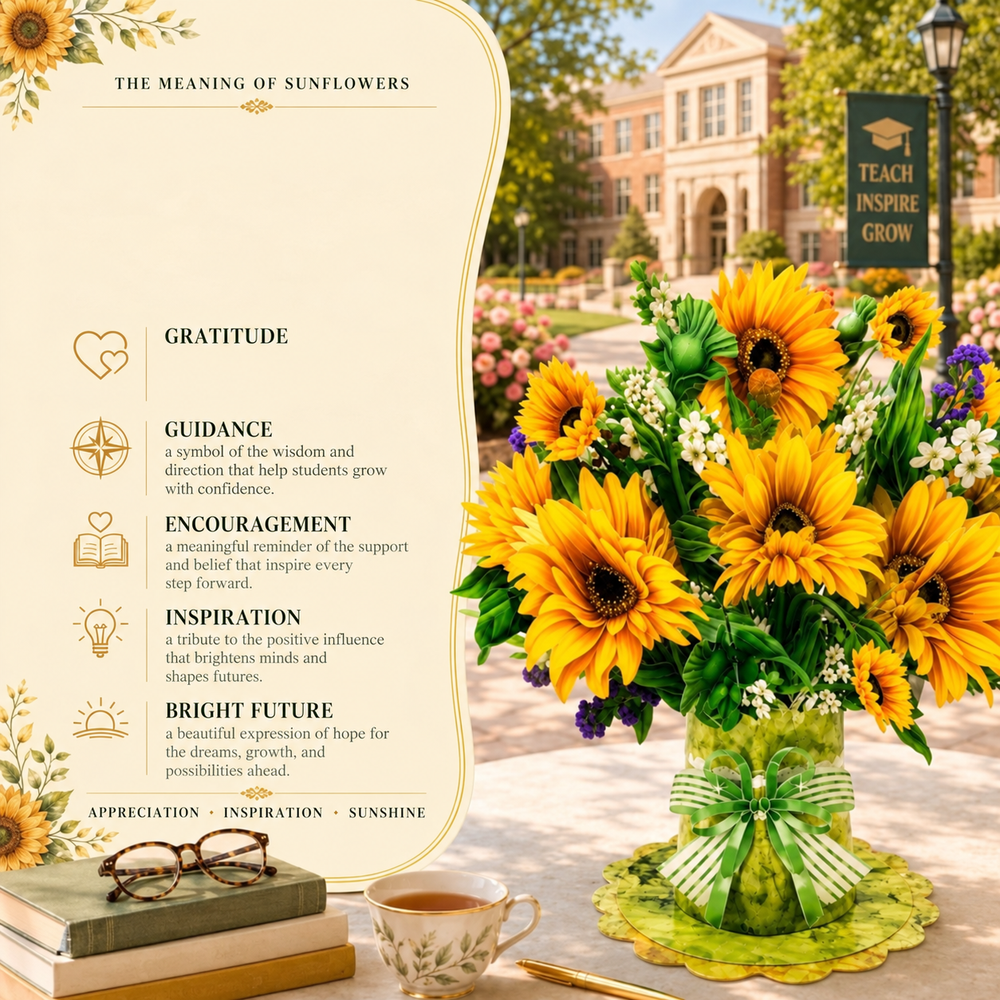 Sunshine Sunflower Pop-Up Bouquet – 3D Paper Flower Bouquet & Thank You Gift