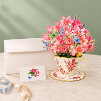 Pink Butterfly Teacup Pop-Up Bouquet – 3D Flower Gift