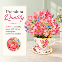 Pink Butterfly Teacup Pop-Up Bouquet – 3D Flower Gift