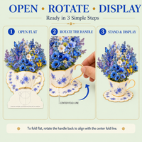 Blue Butterfly Teacup Pop-Up Bouquet – 3D Flower Gift