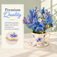 Blue Butterfly Teacup Pop-Up Bouquet – 3D Flower Gift
