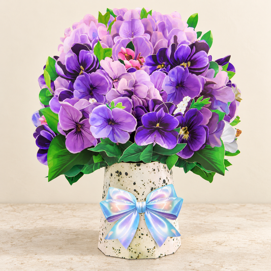 Purple Pansy Pop-Up Bouquet – 3D Paper Flower Bouquet & Gift