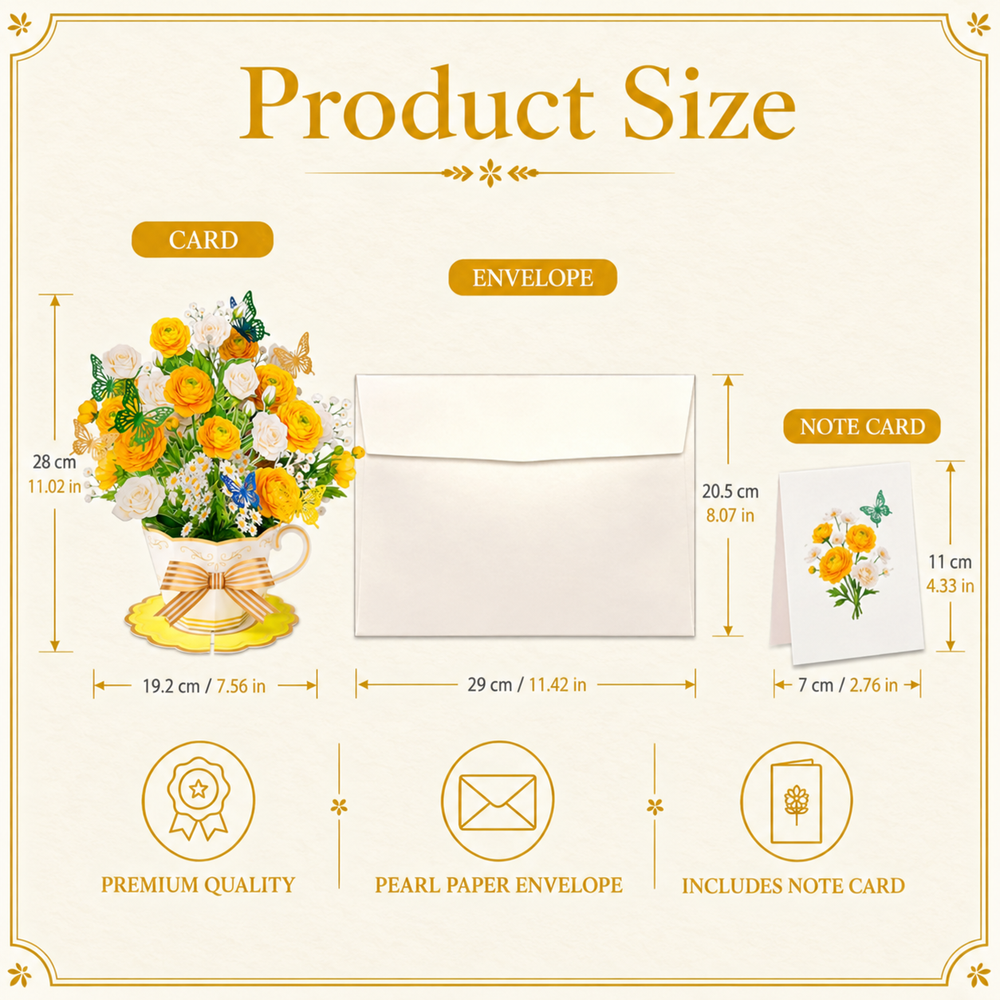 Yellow Butterfly Teacup Pop-Up Bouquet – 3D Flower Gift