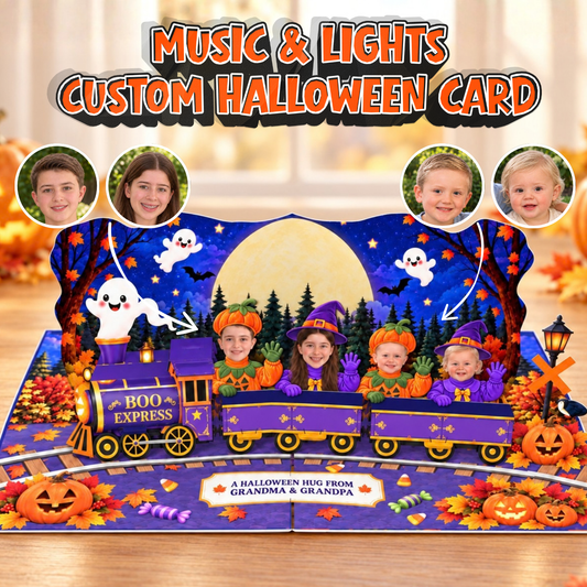 Personalized Halloween Boo Express Pop-Up Card for Kids/Grandkids - 3D Custom Greeting Card & Unique Halloween Gift