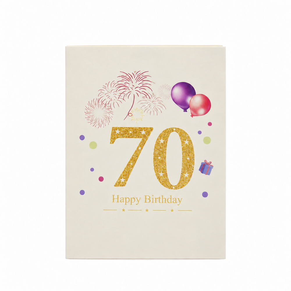 Golden 70th Birthday Pop-Up Card