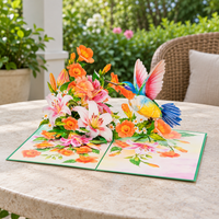 Soul of Papers - Hummingbird & Lilies 3D Pop-Up Card – Flower Greeting Card for Mom, Birthday, Mother’s Day & Get Well