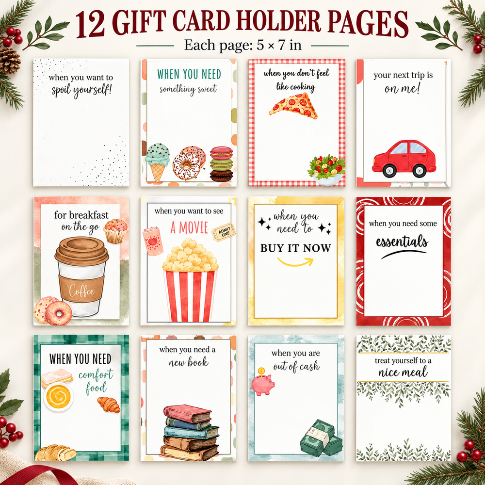 Soul of Papers - Christmas Gift Card Book for Kids, Teens & Adults – 12 -Pocket Accordion Gift Card & Money Holder