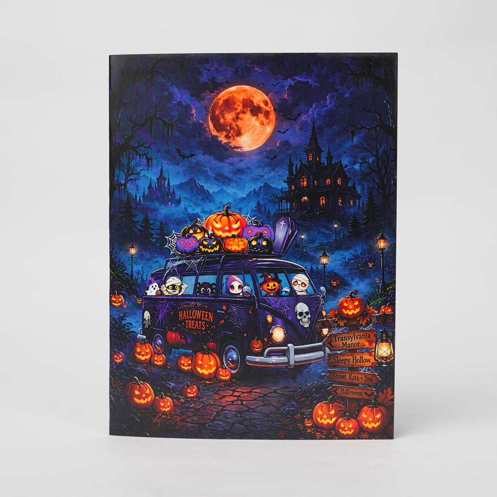 Halloween Van Pop-Up Card – 3D Spooky Halloween Greeting Card & Unique Gift