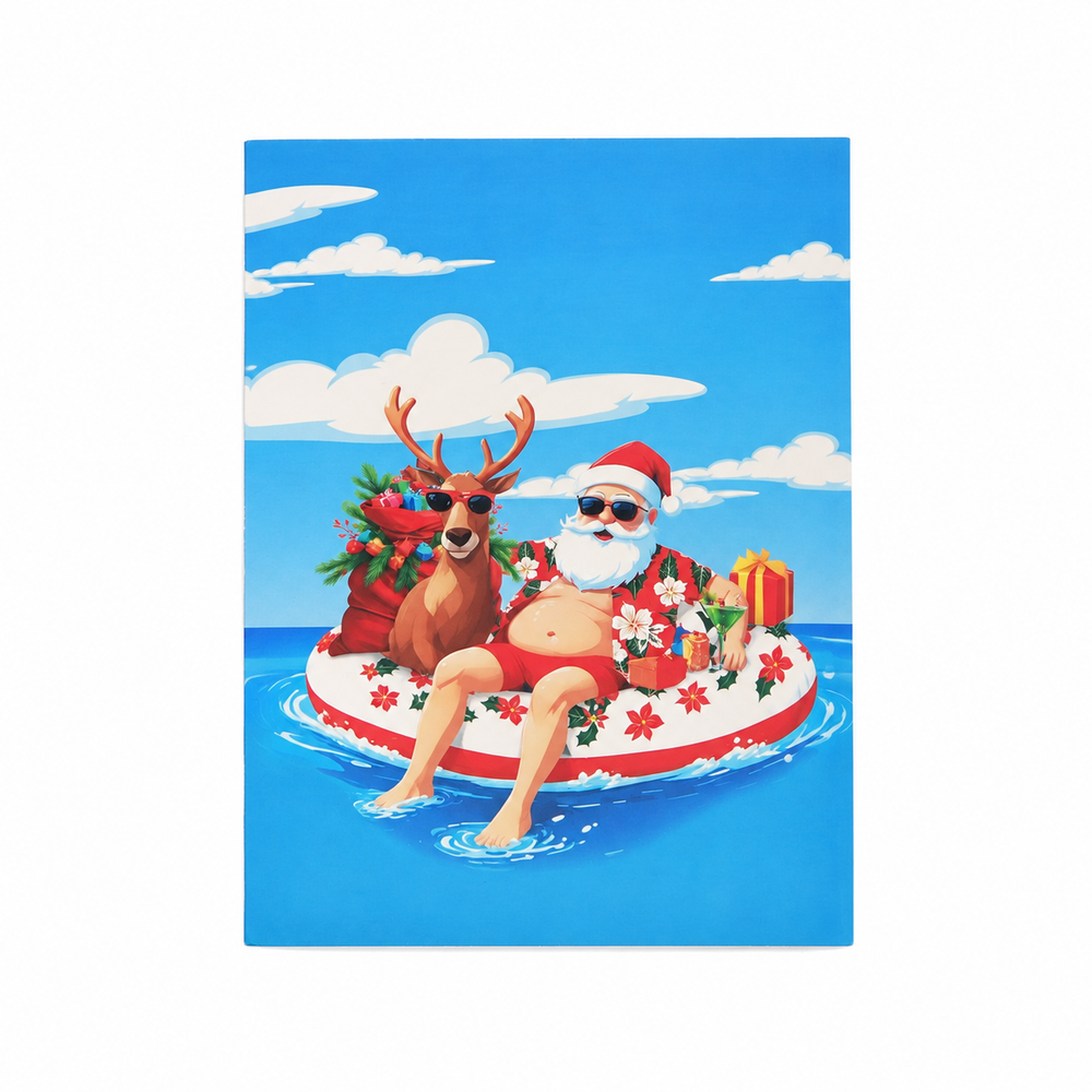 Tropical Santa & Reindeer Christmas Pop-Up Card