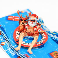 Tropical Santa & Reindeer Christmas Pop-Up Card